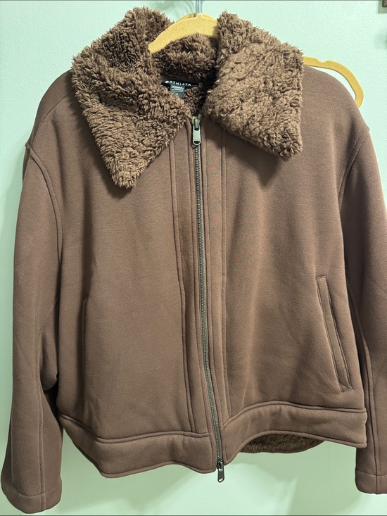 Athleta Jackets & Blazers - Athleta Chocolate Brown Zip-Up Jacket with Sherpa Collar